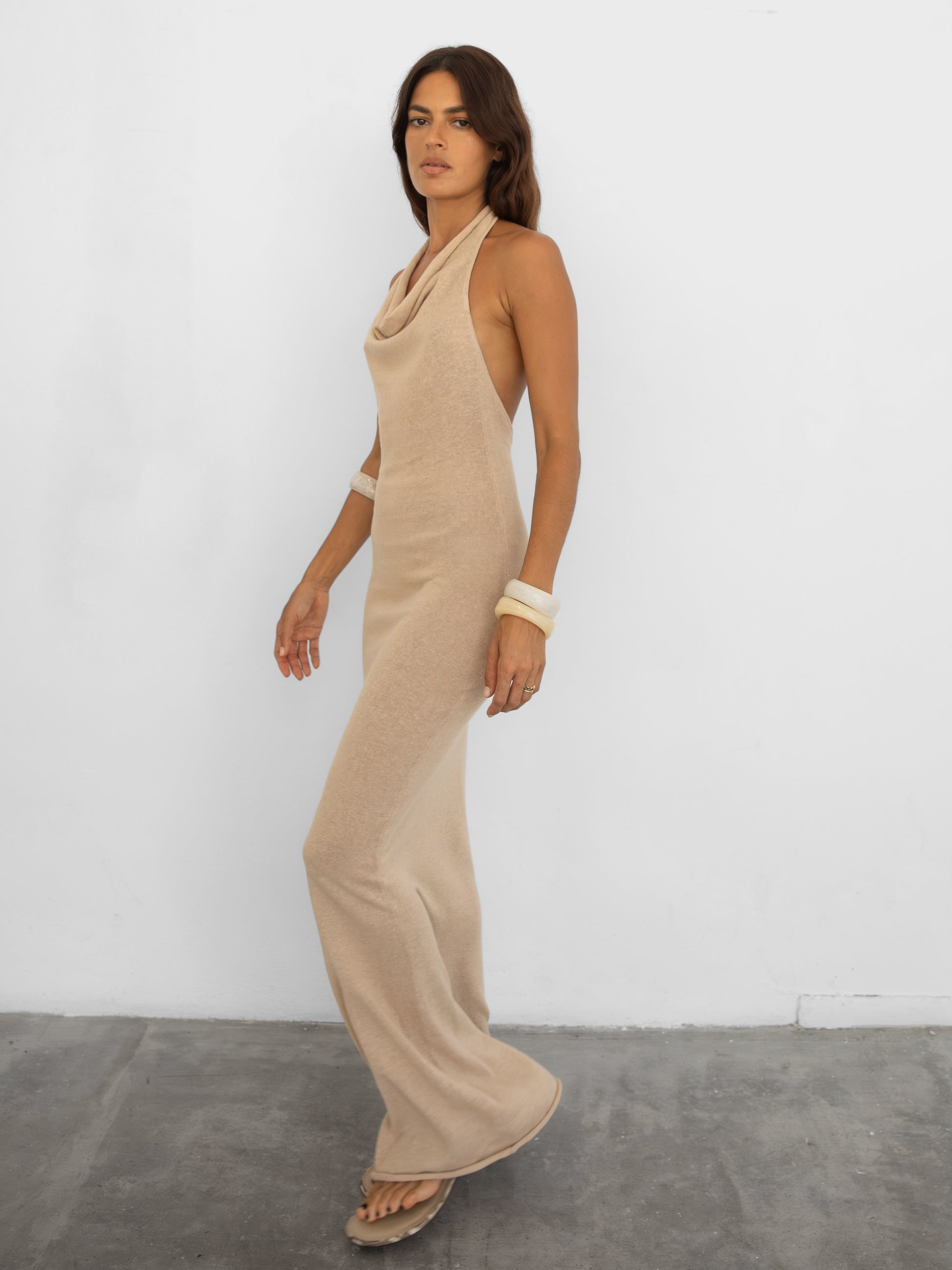 NOOR LINEN DRESS SAND